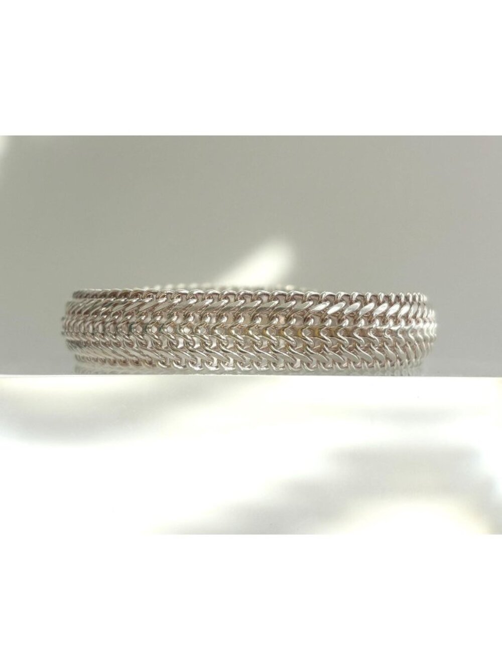 Milor Italian Woven Mesh Vintage Sterling Silver 925 Chunky Chain Bracelet